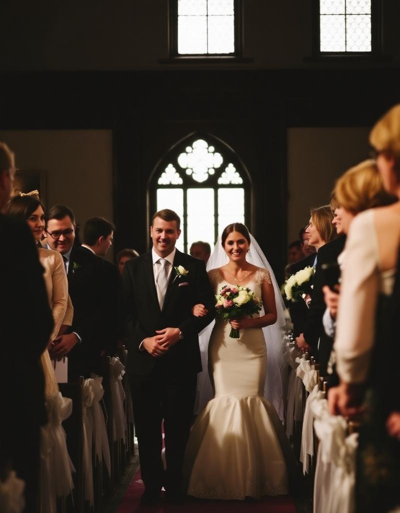 Bride walking down the aisle