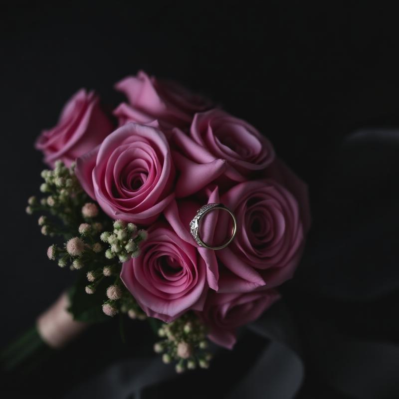 Bouquet and wedding ring